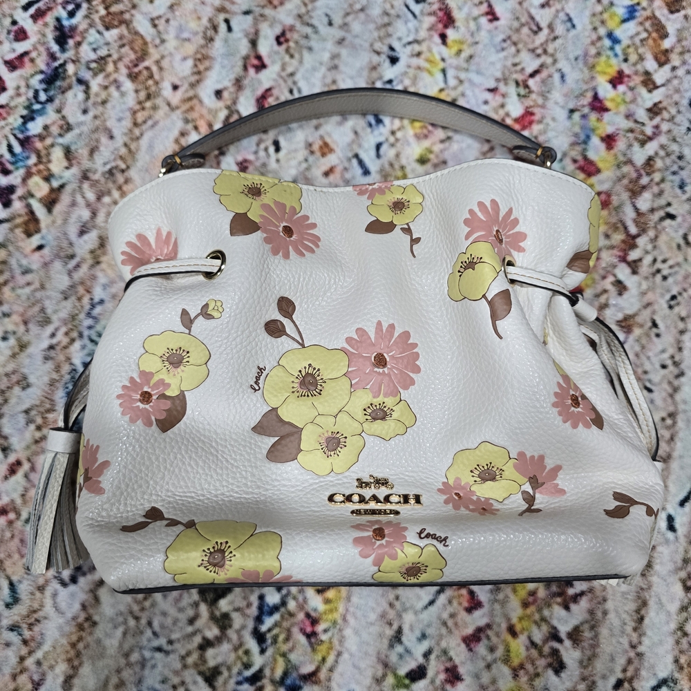Coach Andy Floral Convertible Women's Bag In Chalk